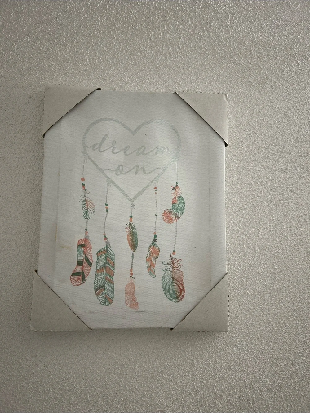 Dream On dream catcher Feather Wall Art - Mint and Coral